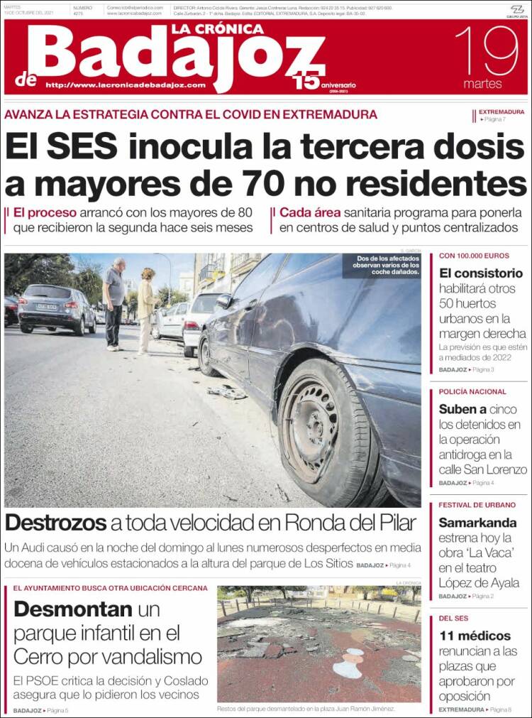Portada de La Crónica de Badajoz (Espa&ntilde;a)