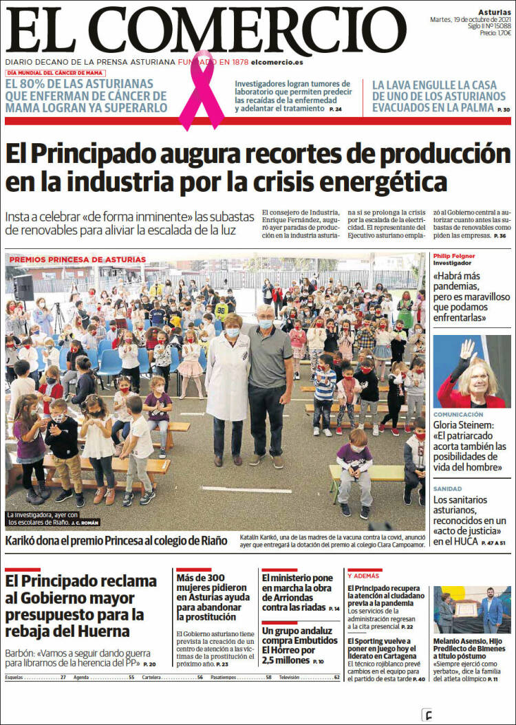 Portada de El Comercio (Espa&ntilde;a)