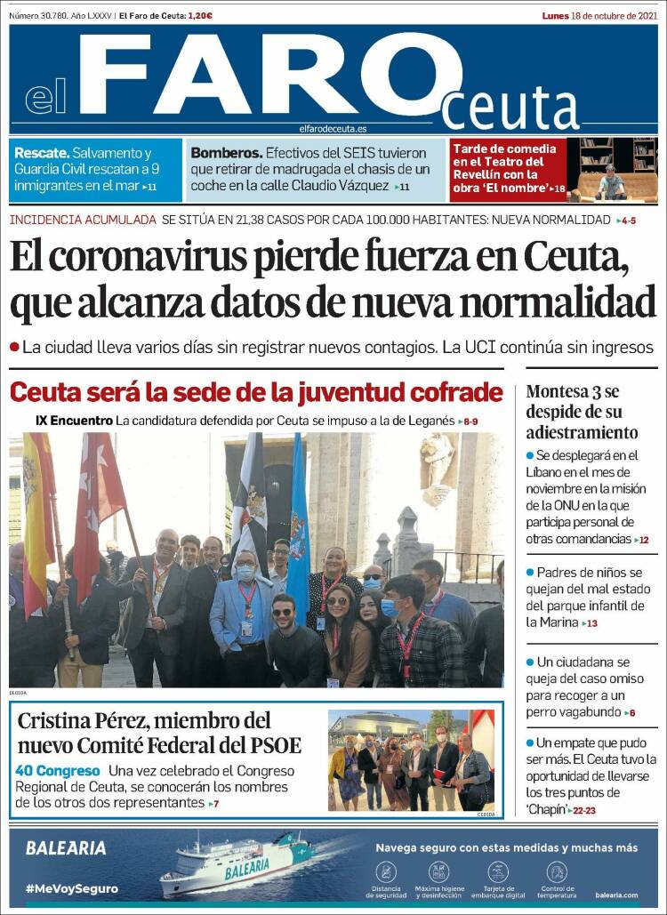 Portada de El Faro de Ceuta (Espa&ntilde;a)