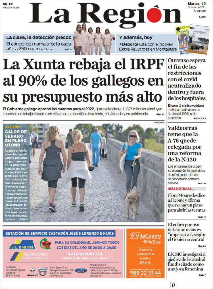 Portada de La Región de Ourense (Espa&ntilde;a)