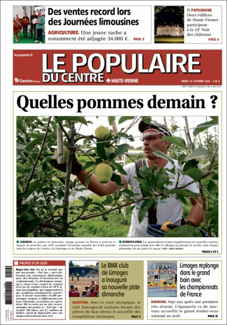 Portada de Le Populaire du Centre (Francia)