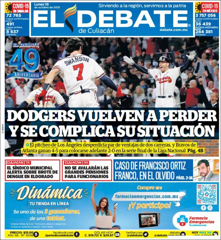 Portada de El Debate de Culiacán (M&eacute;xico)