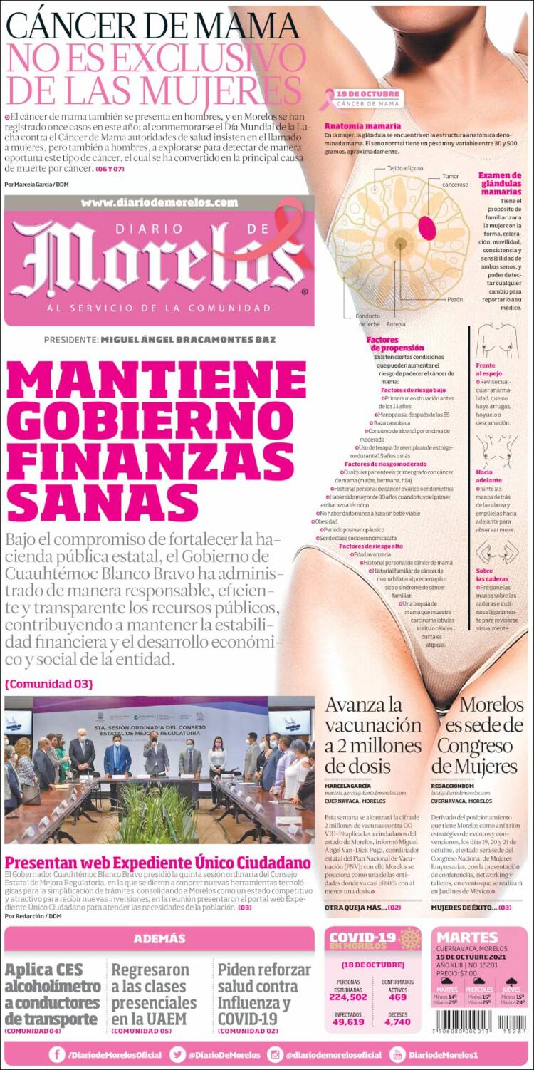 Portada de Diario de Morelos (M&eacute;xico)