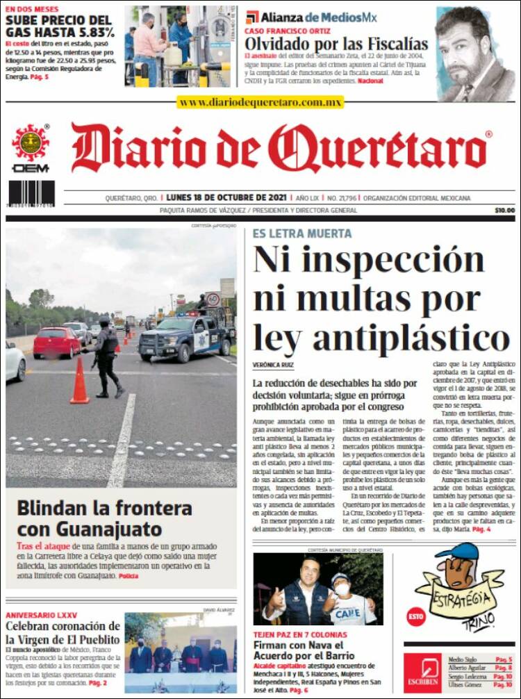 Portada de Diario de Querétaro (M&eacute;xico)