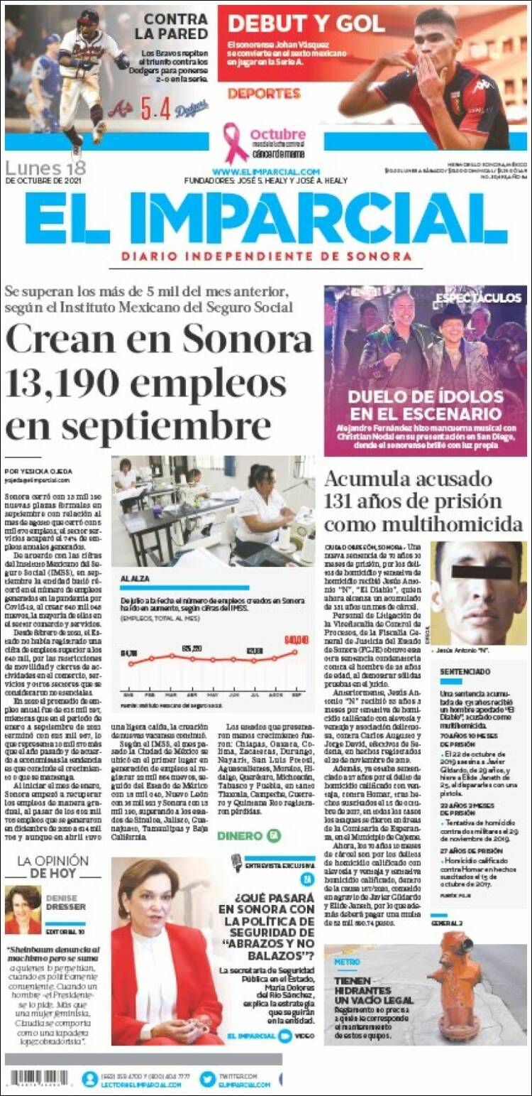Portada de El Imparcial (M&eacute;xico)