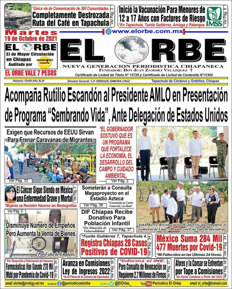 Portada de El Orbe (M&eacute;xico)