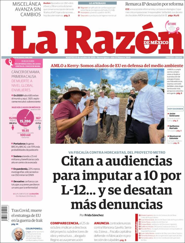 Portada de La Razón (M&eacute;xico)