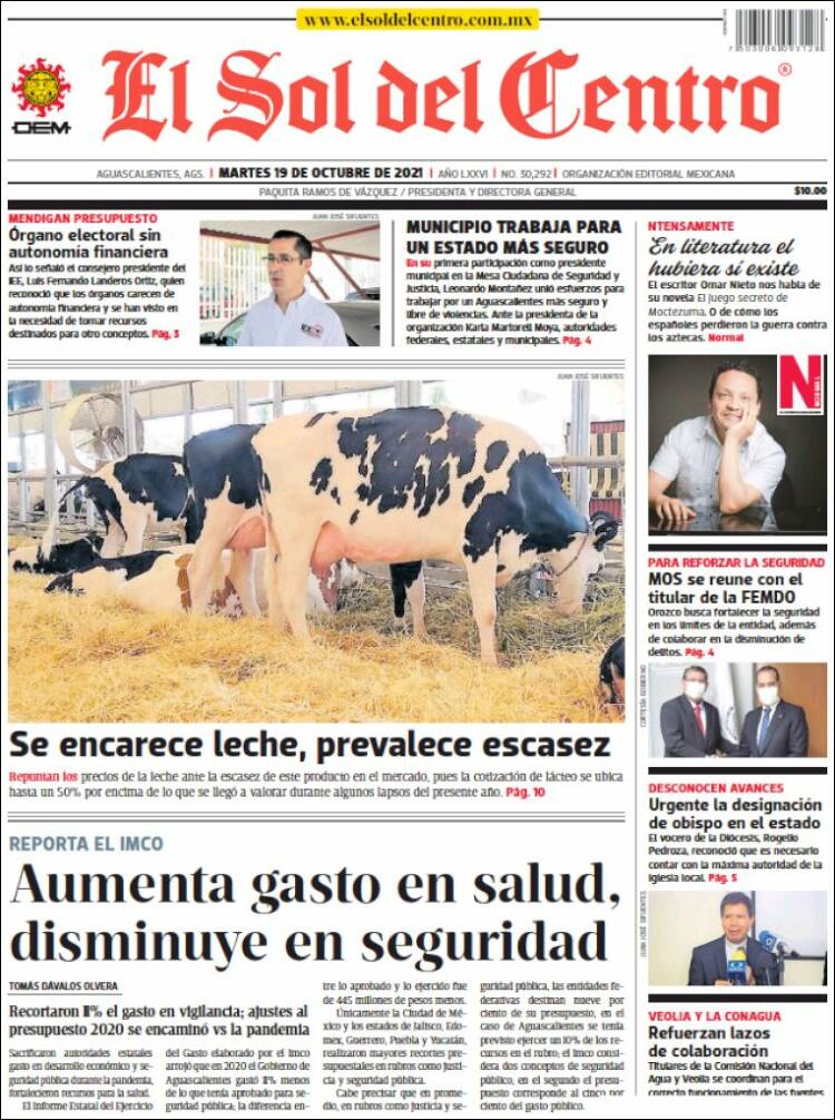 Portada de El Sol del Centro (M&eacute;xico)