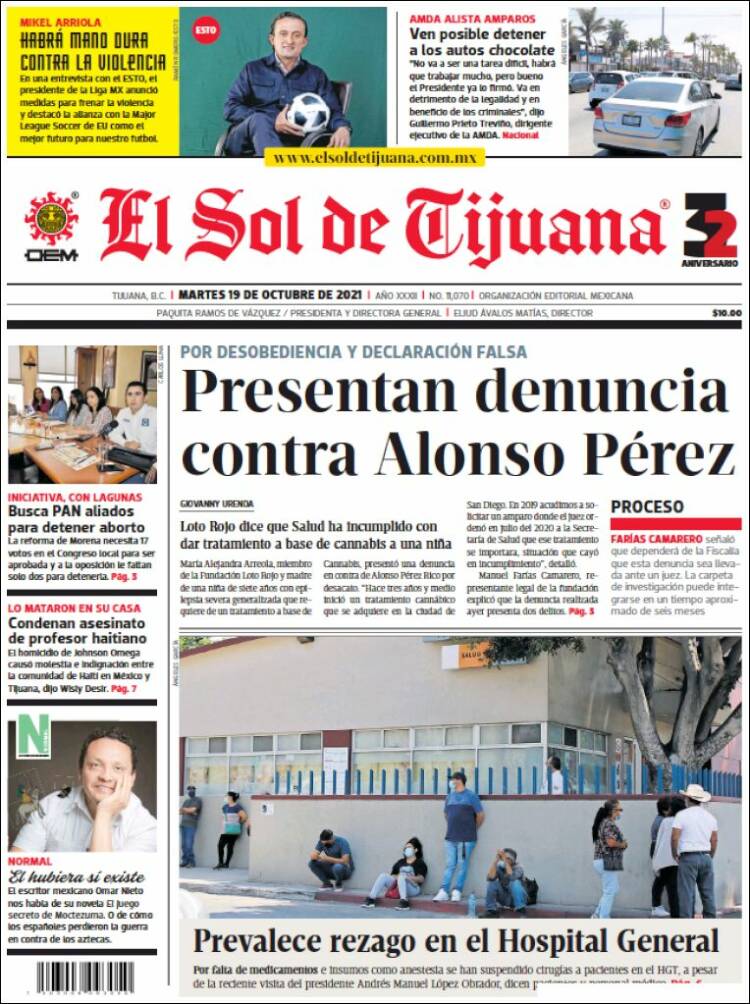 Portada de El Sol de Tijuana (M&eacute;xico)