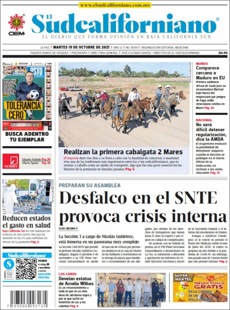 Portada de El Sudcaliforniano (M&eacute;xico)