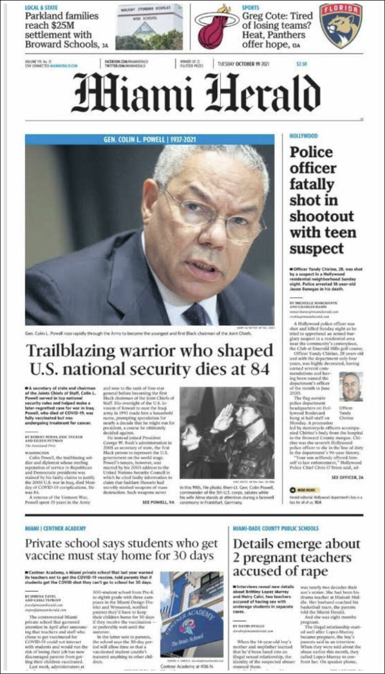 Portada de Miami Herald (USA)