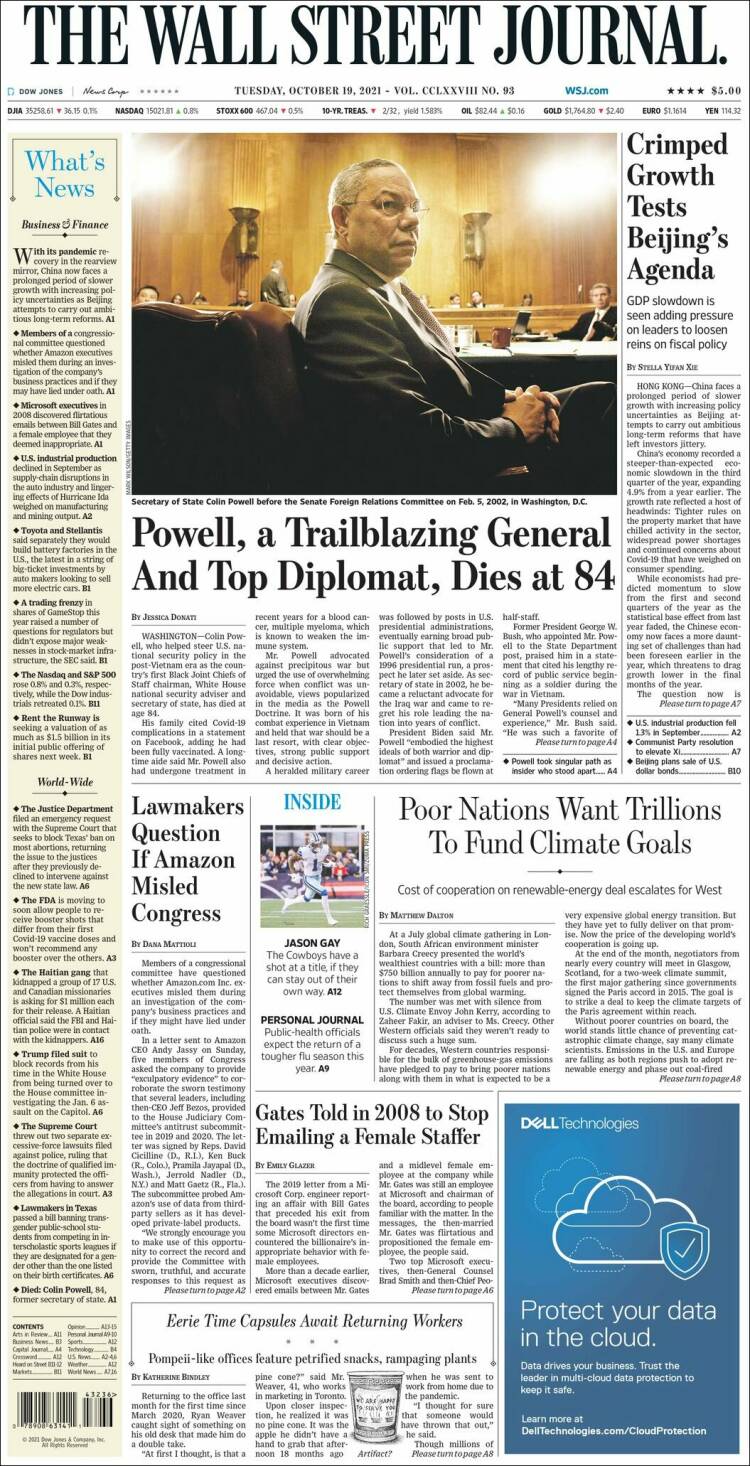 Portada de Wall Street Journal (USA)