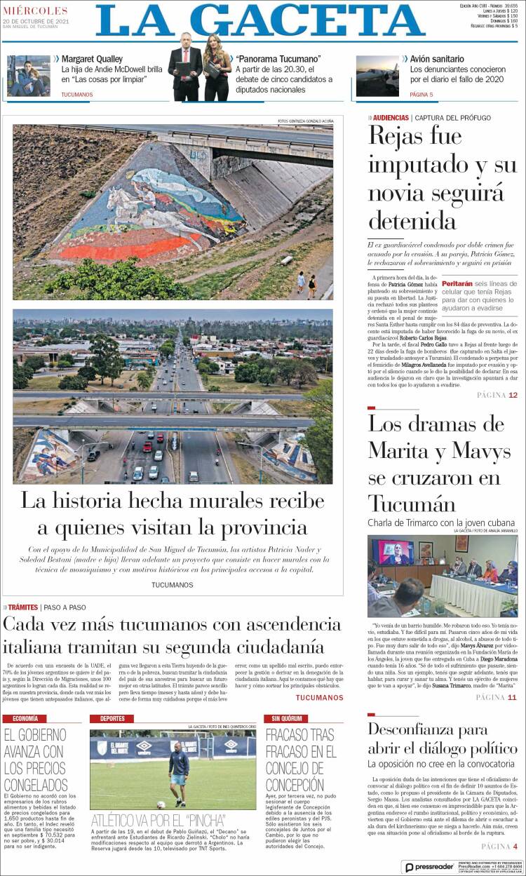 Portada de La Gaceta (Argentina)