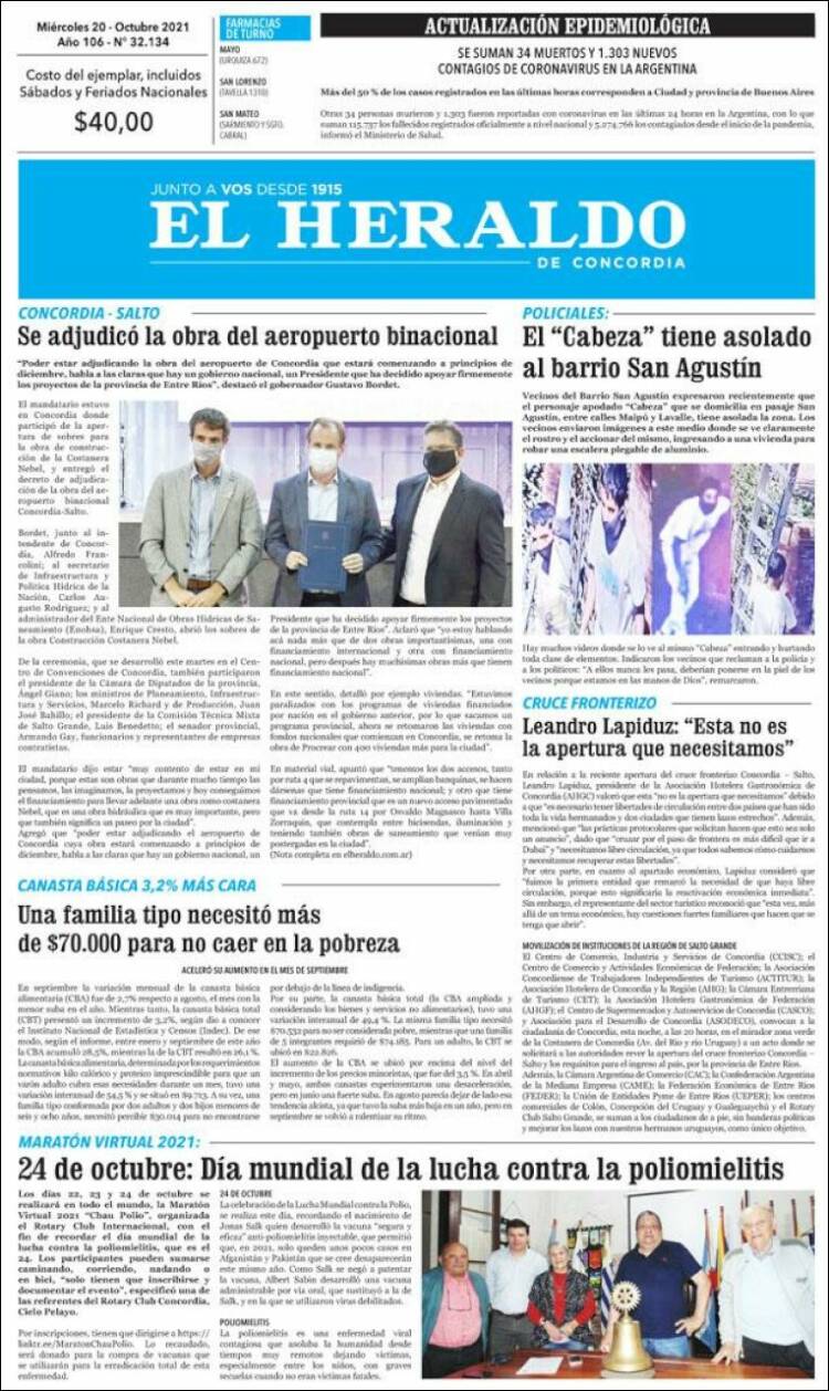 Portada de El Heraldo de Concordia (Argentina)