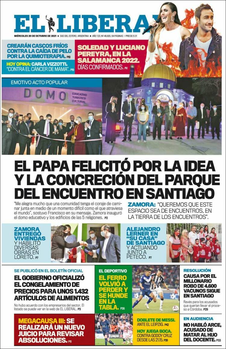 Portada de Diario El Liberal (Argentina)