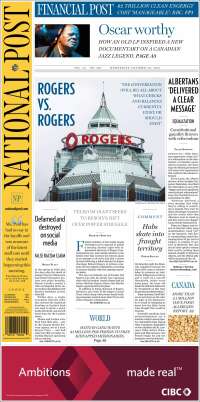 Portada de The National Post (Canadá)