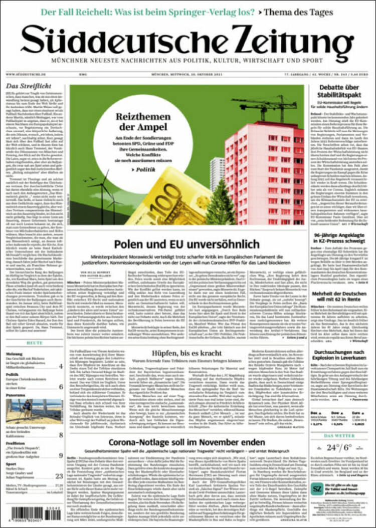 Portada de Sueddeutsche (Alemania)