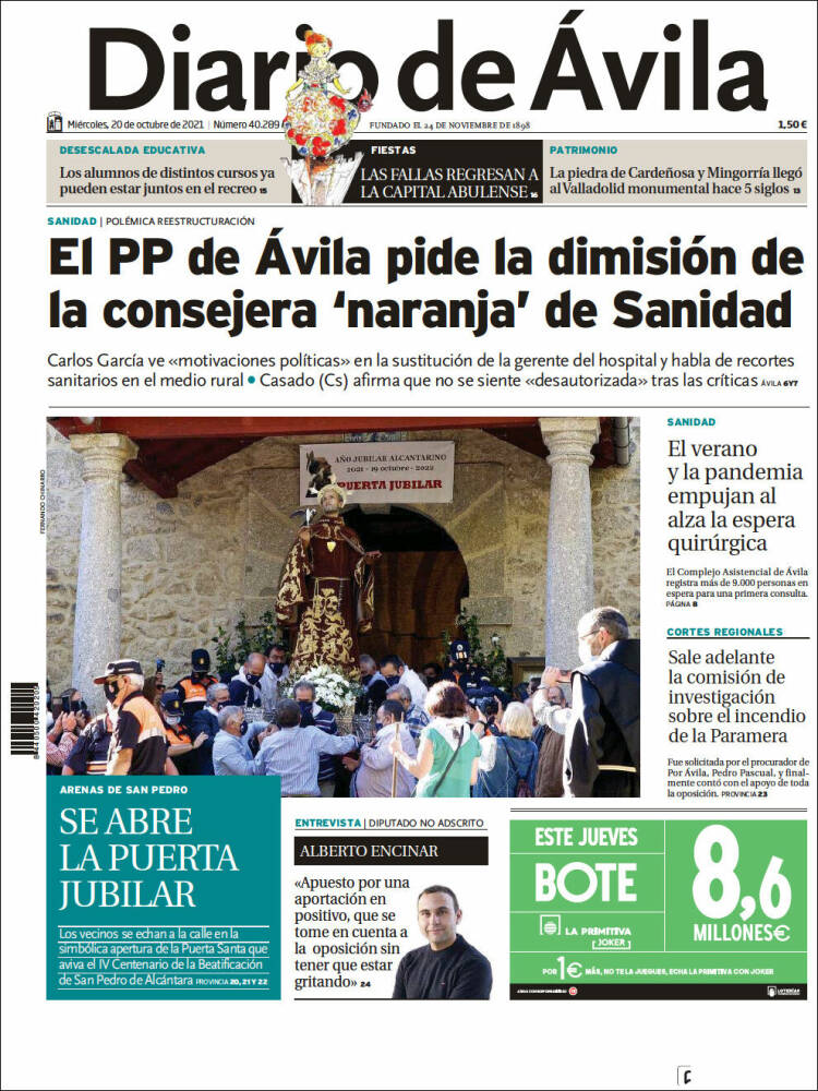 Portada de Diario de Ávila (España)