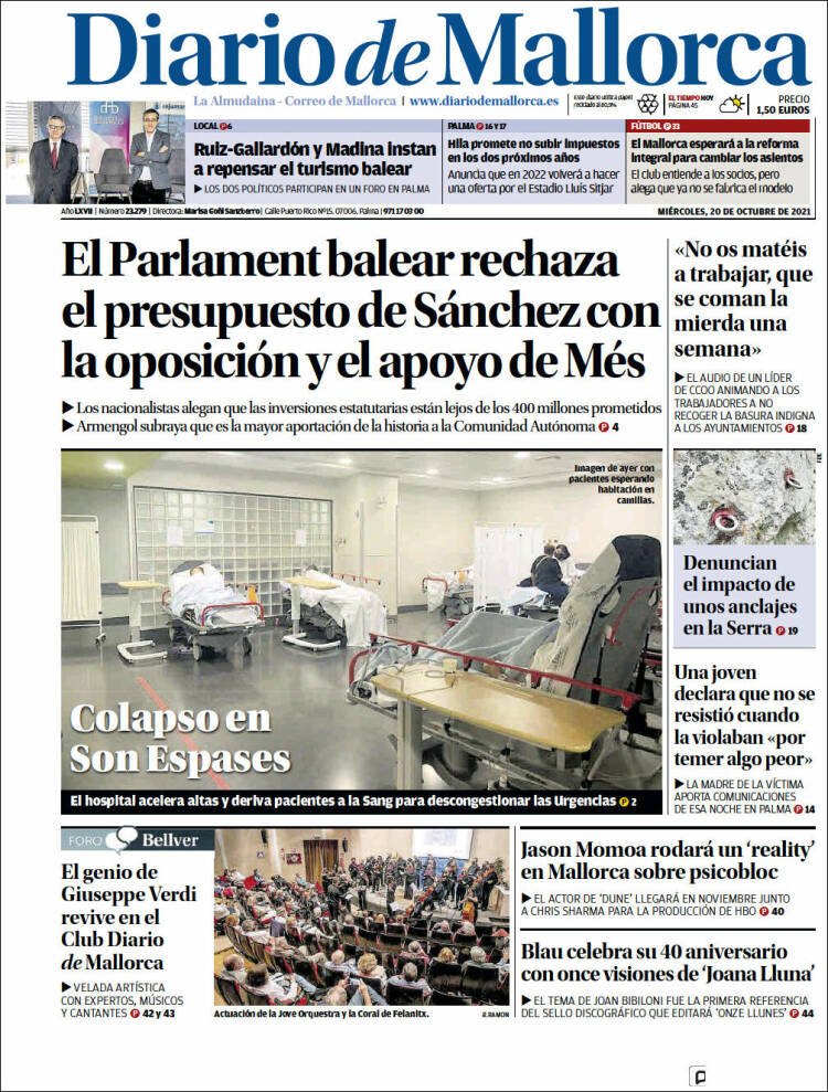 Portada de Diario de Mallorca (España)