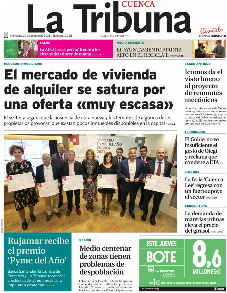 Portada de La Tribuna de Cuenca (Spain)