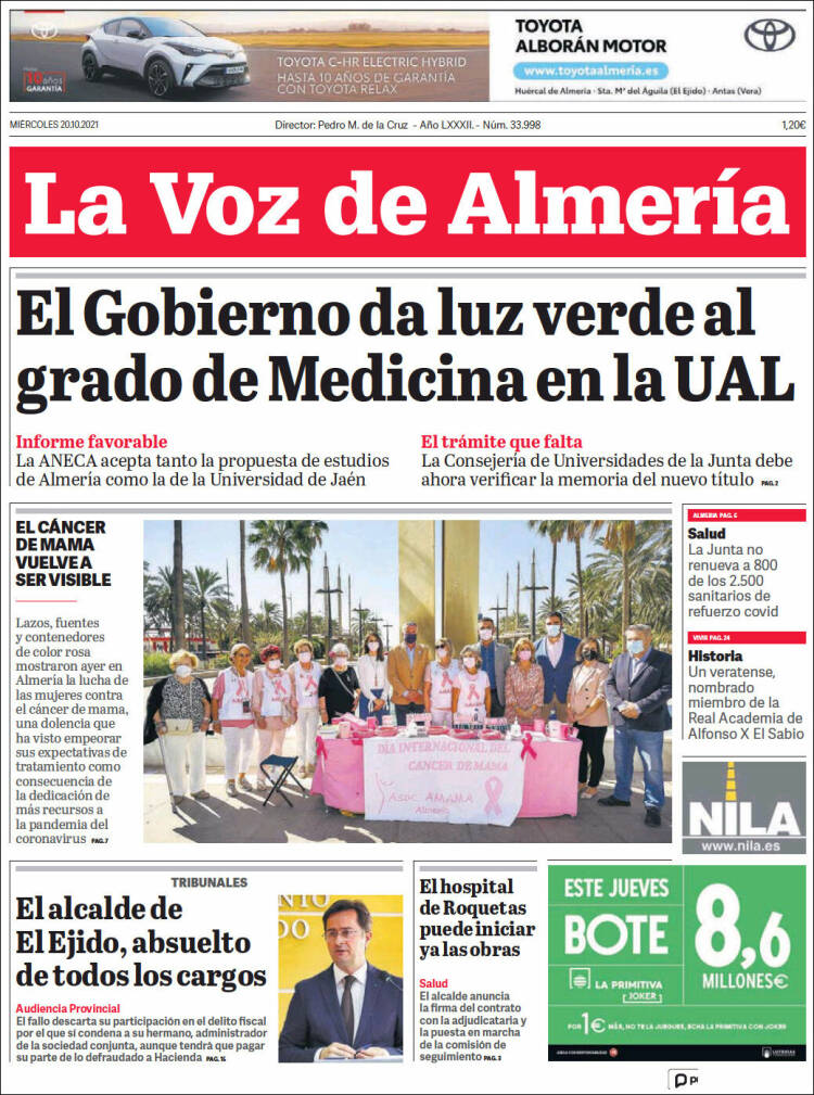 Portada de La Voz de Almería (España)