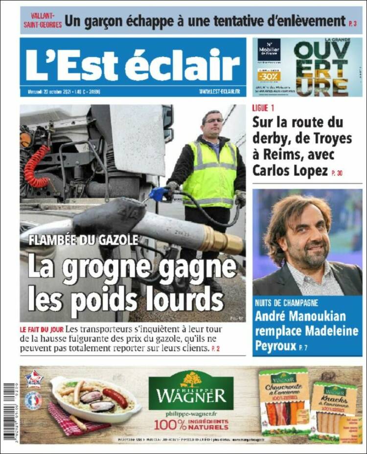 Portada de L'Est Eclair (Francia)