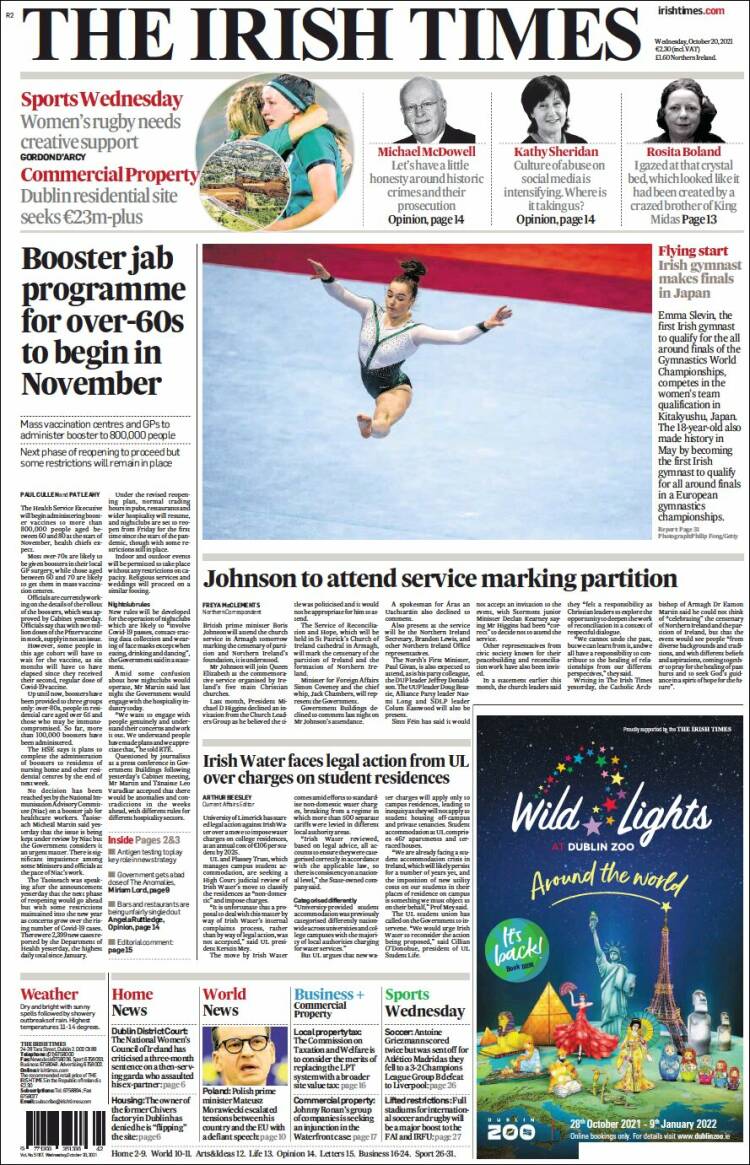 Portada de Irish Times (Irlanda)
