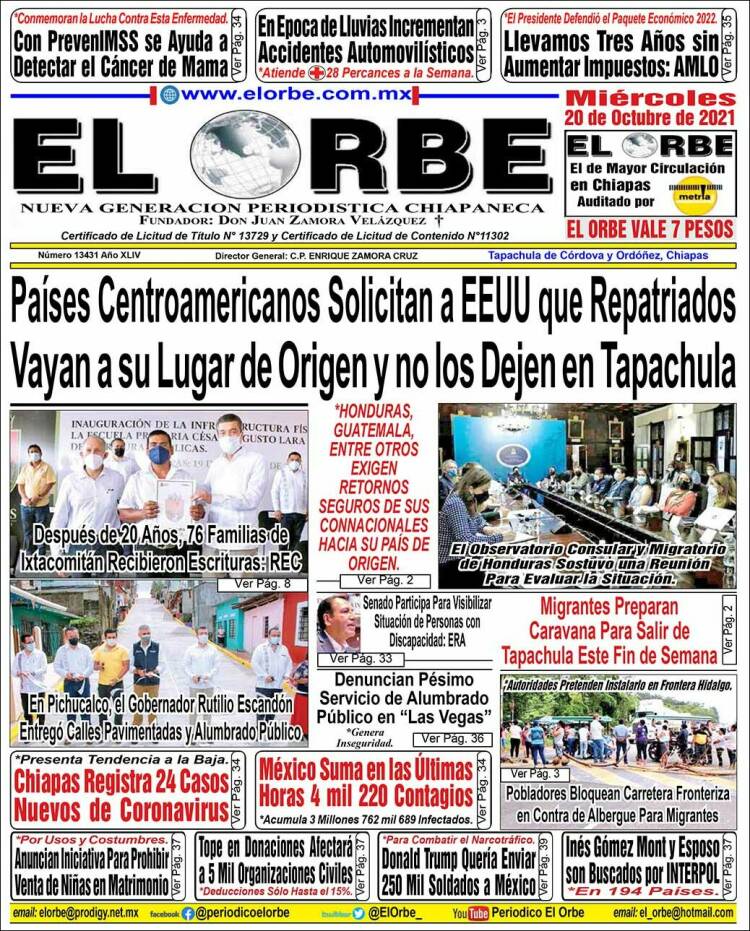 Portada de El Orbe (México)