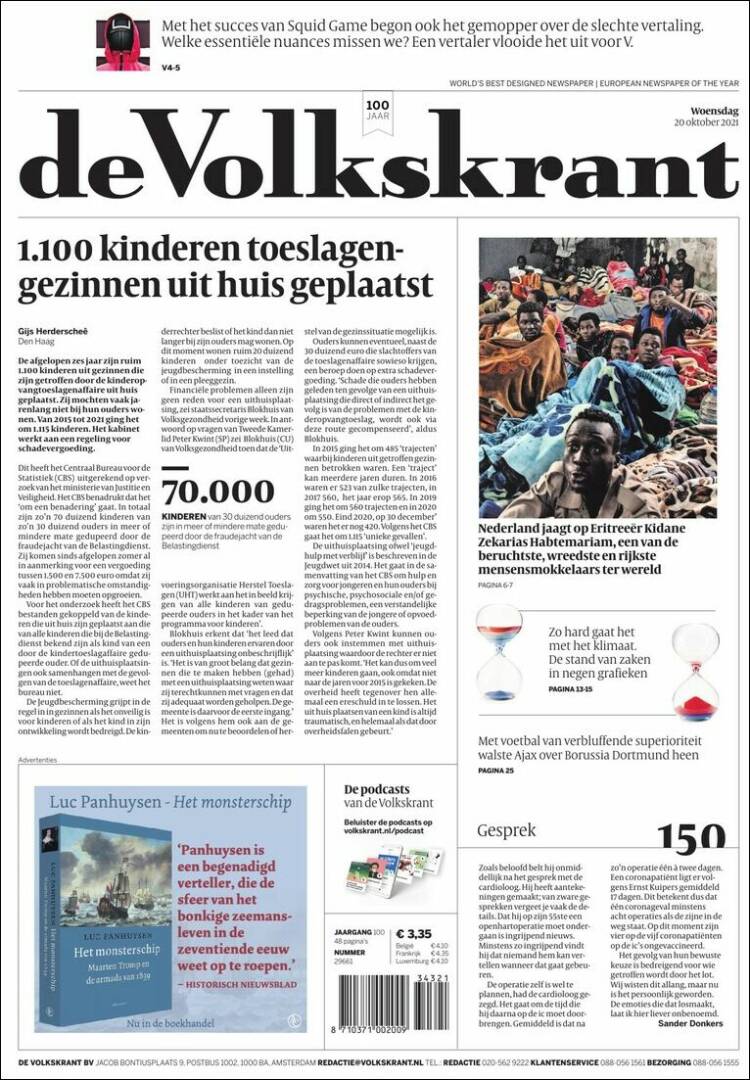Portada de De Volkskrant (Pa&iacute;ses Bajos)
