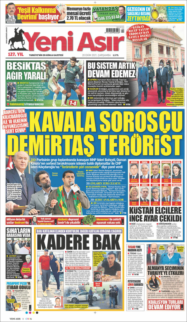 Portada de Yeni Asır (Turqu&iacute;a)
