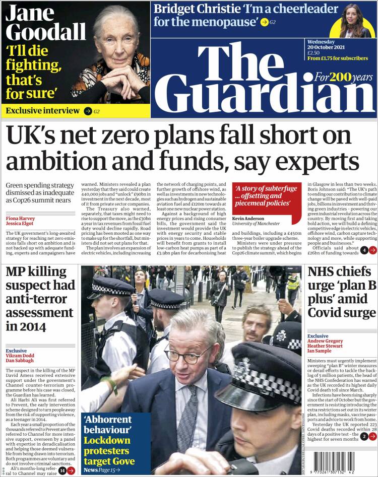 Portada de The Guardian (Reino Unido)