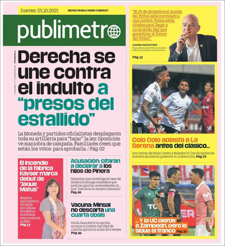 Portada de Publimetro (Chile)