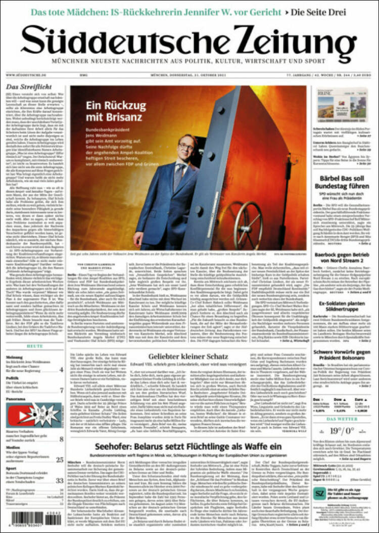 Portada de Sueddeutsche (Alemania)