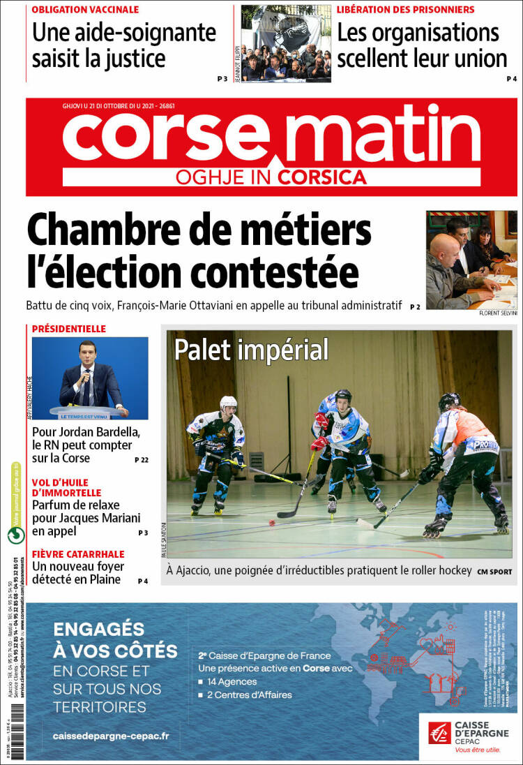 Portada de Corse-Matin (Francia)