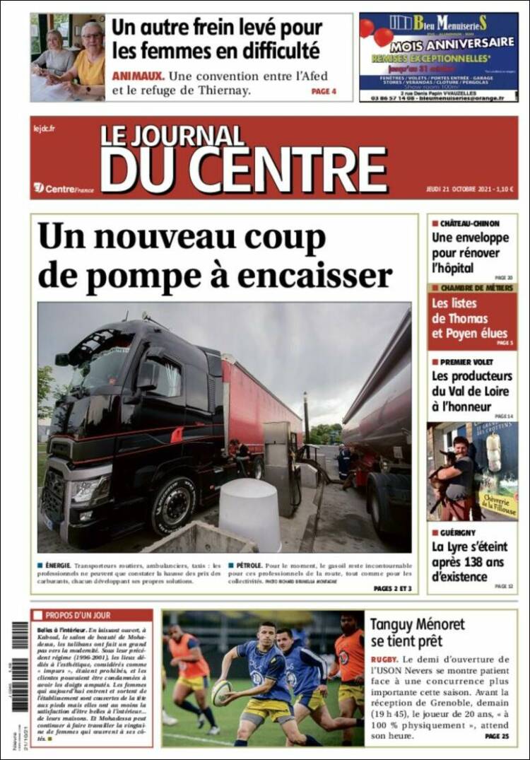 Portada de Le Journal du Centre (Francia)