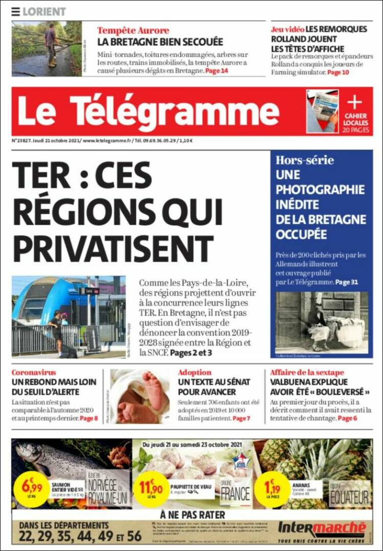 Portada de Télégramme (Francia)