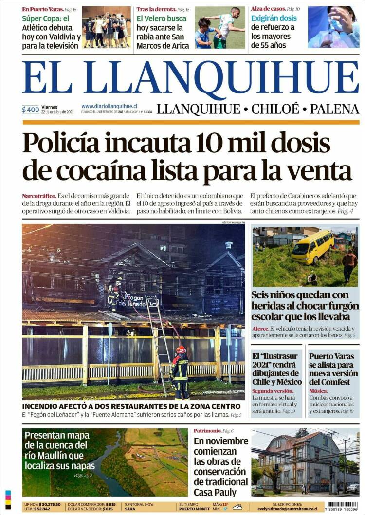 Portada de El Llanquihue (Chile)