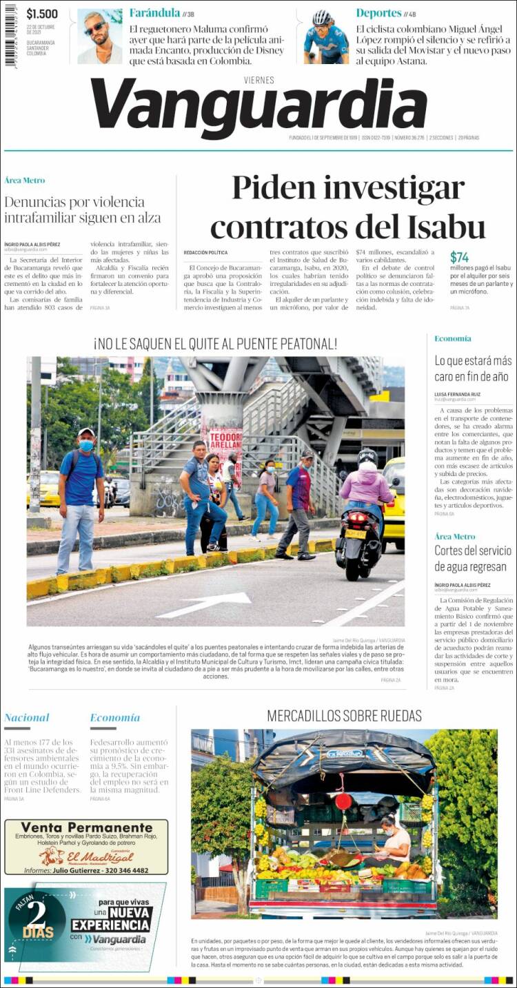 Portada de Vanguardia Liberal (Colombia)