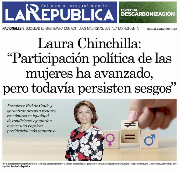 Portada de La República (Costa Rica)
