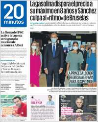 Portada de 20 Minutos - Barcelona (España)