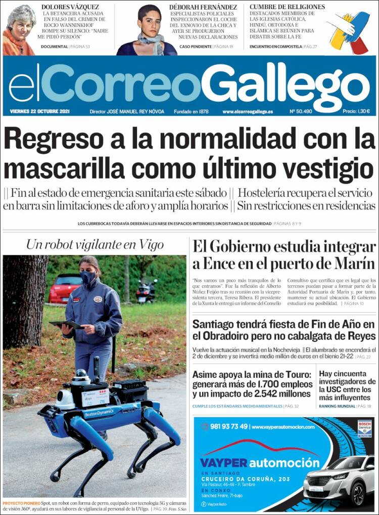 Portada de El Correo Gallego (España)