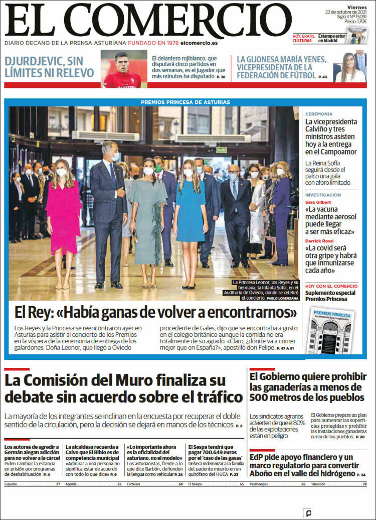 Portada de El Comercio - Gijón (España)