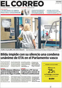 Portada de El Correo - Guipuzcoa (España)