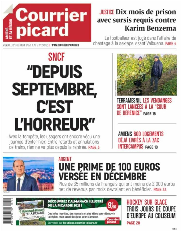 Portada de Courrier Picard (Francia)
