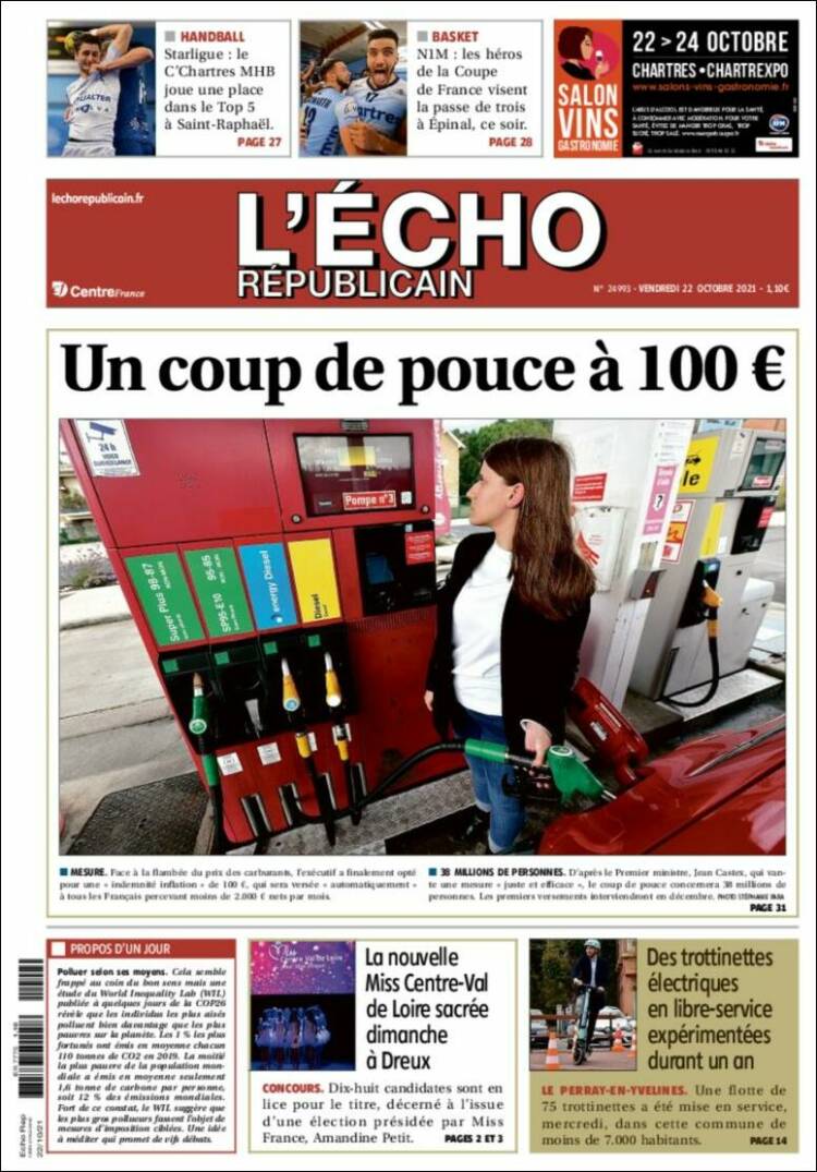 Portada de L'Echo Républicain (Francia)