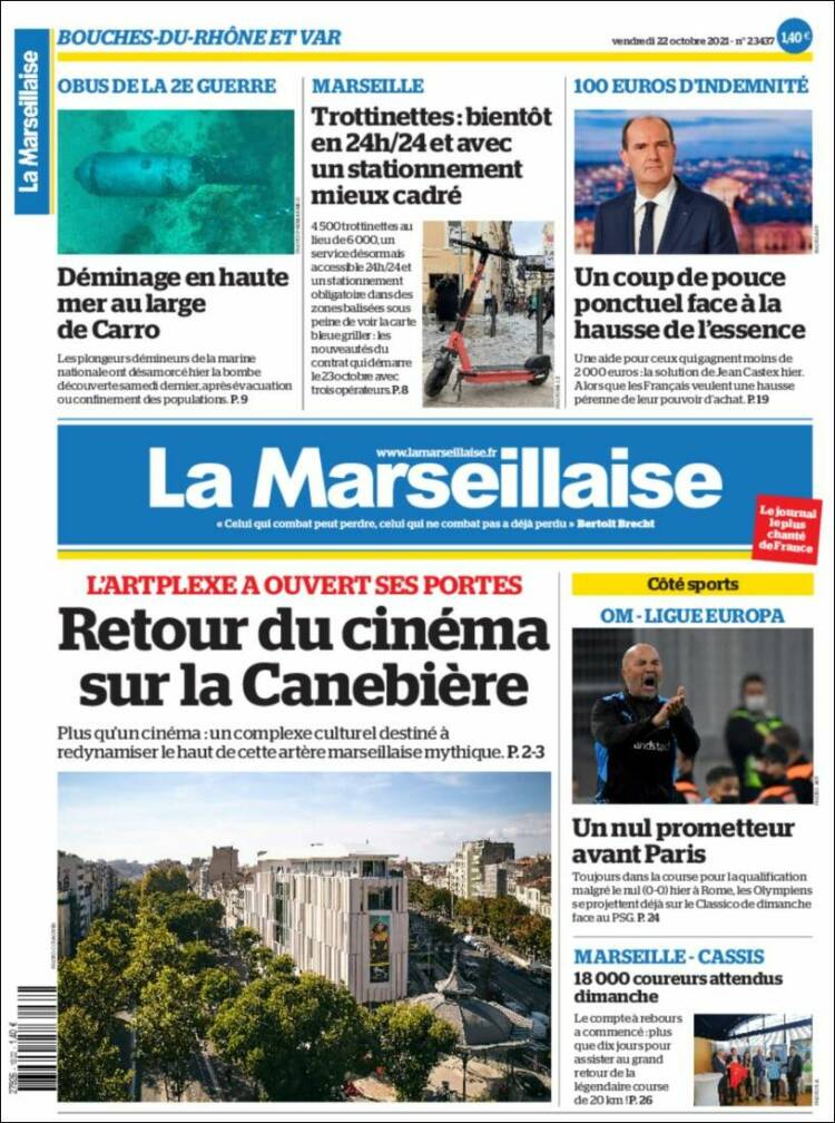 Portada de La Marseillaise (Francia)