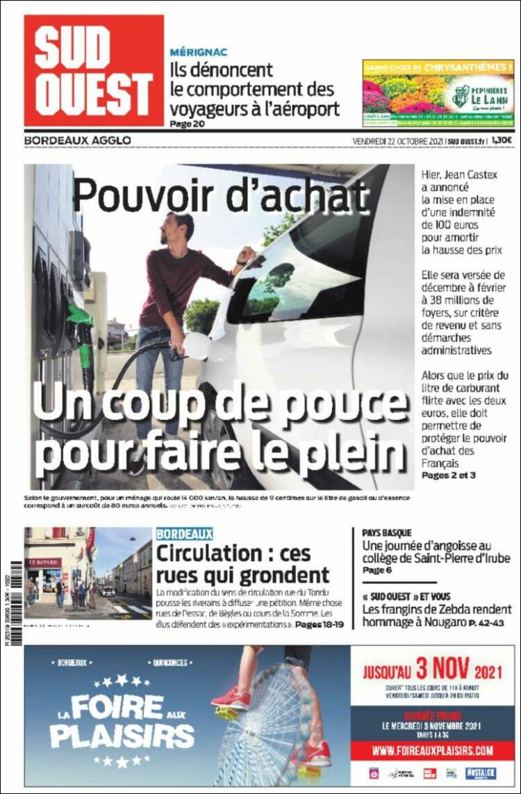 Portada de Sud Ouest (Francia)