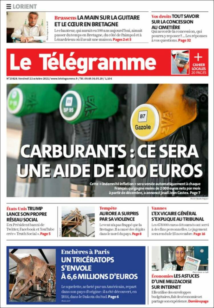 Portada de Télégramme (Francia)