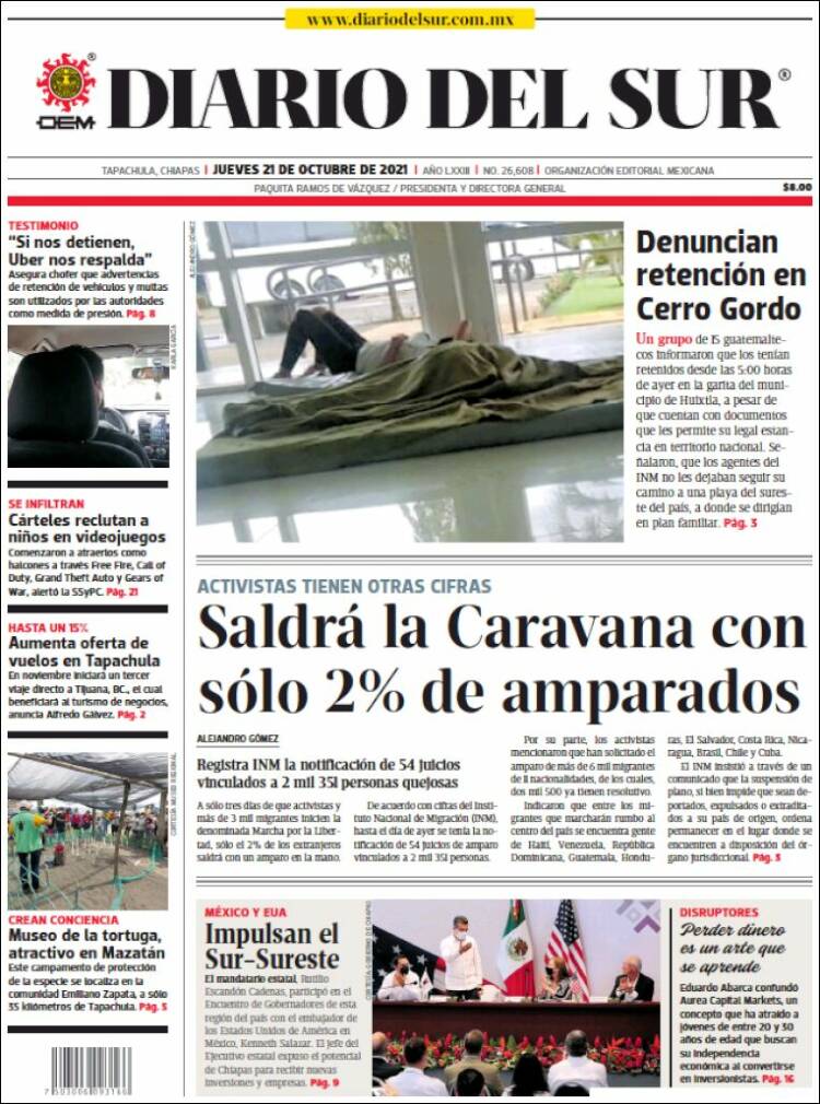 Portada de El Diario del Sur (M&eacute;xico)