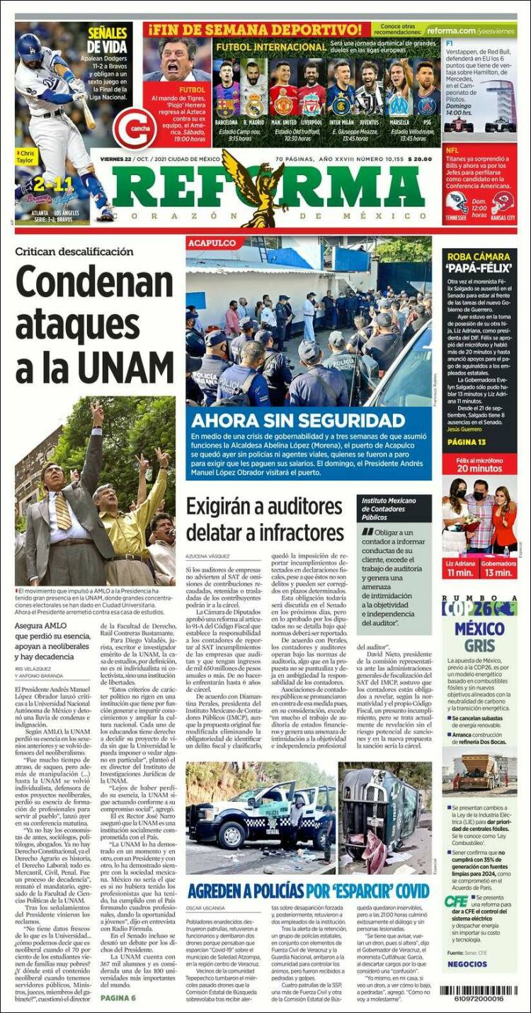 Portada de Reforma (M&eacute;xico)